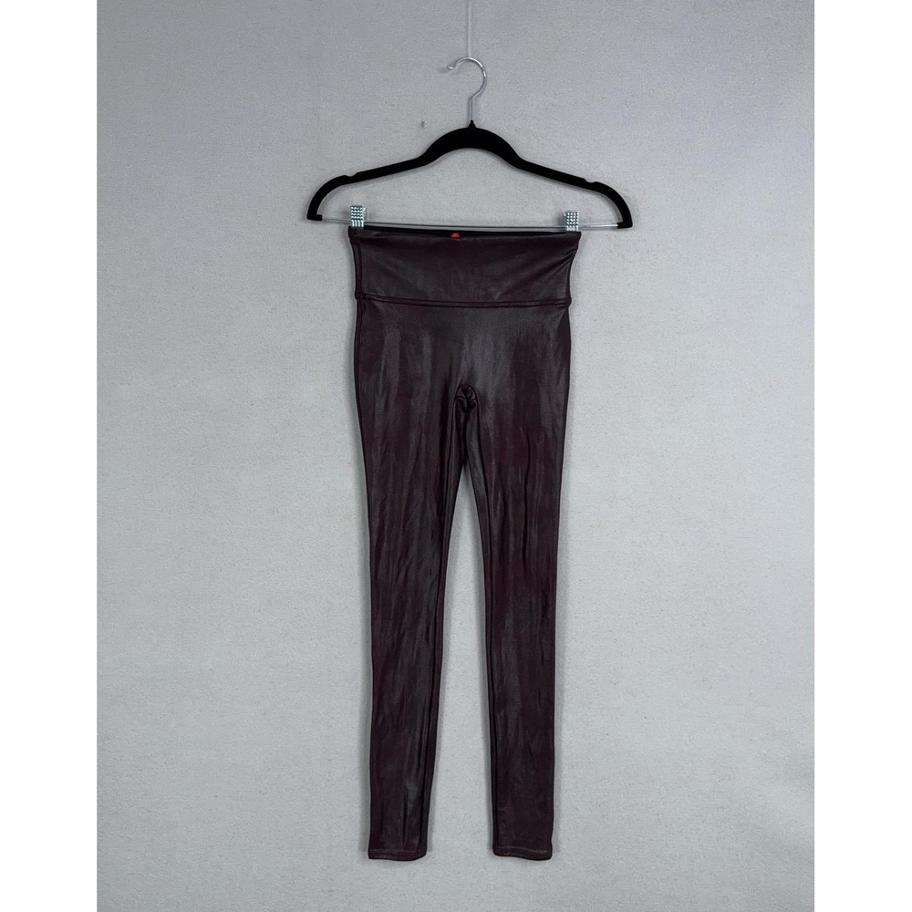 Spanx Leggings Womens XS Faux Leather Red Shaping Ankle Pants Slimming Edgy